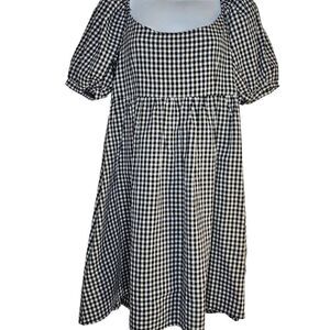 Pomander Place Abigail Dress Womens Size M Mini Black White Gingham Check
